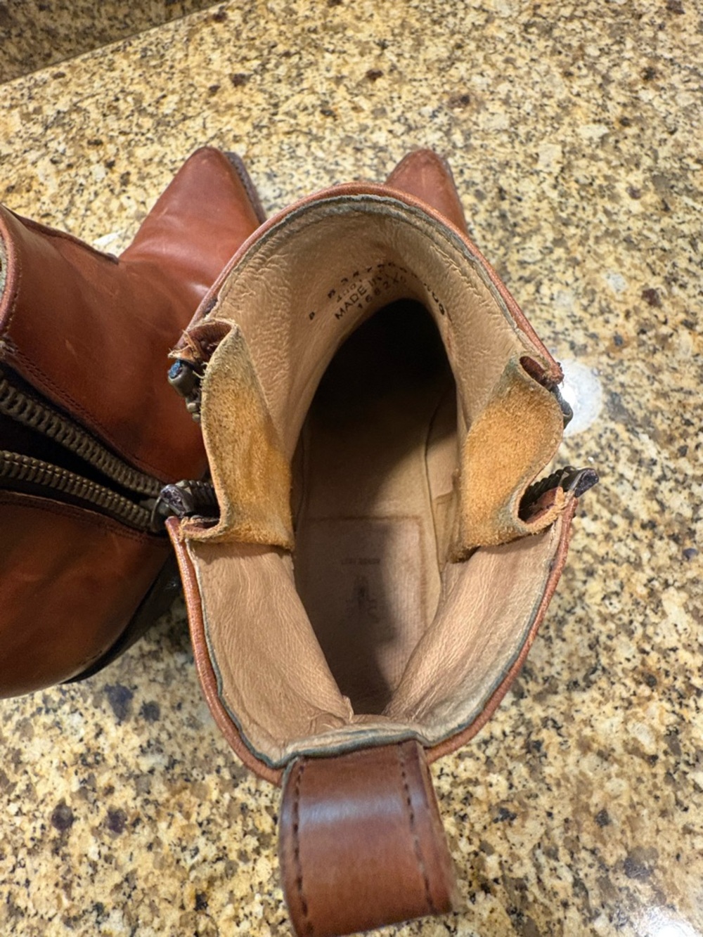 Frye Sacha Brown Leather Moto Short boots (8) Double Zippers - Picture 7 of 8